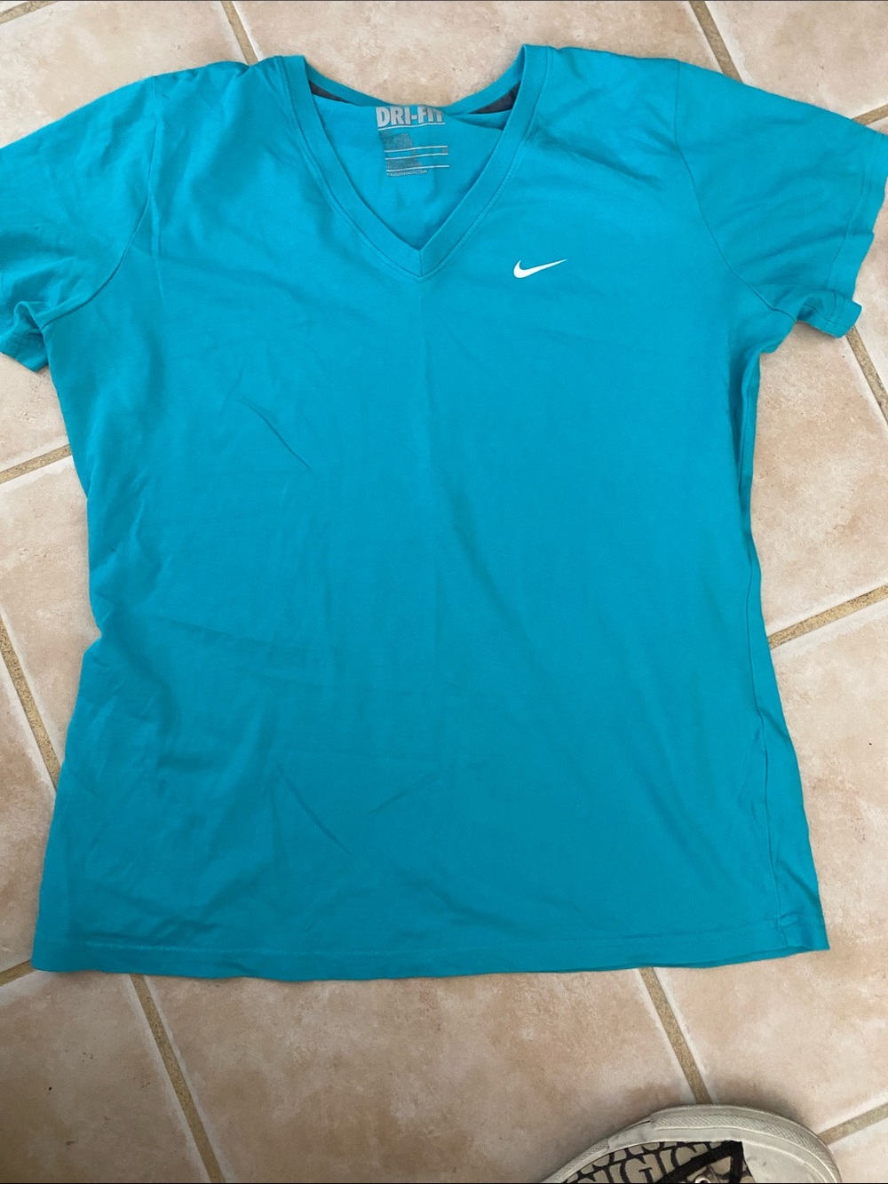 BUNDLE OF 2 Nike Women's Dri-FIT V-Neck Tee in Teal Blue with White Swoosh